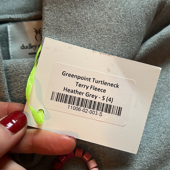DUDLEY STEPHENS Greenpoint Turtleneck gray small Terry Fleece Funnel Neck NWT - Picture 7 of 9